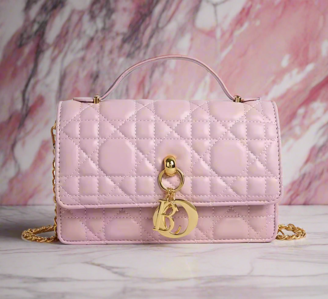 Leather Crossbody CD charm, with diamond stitched design