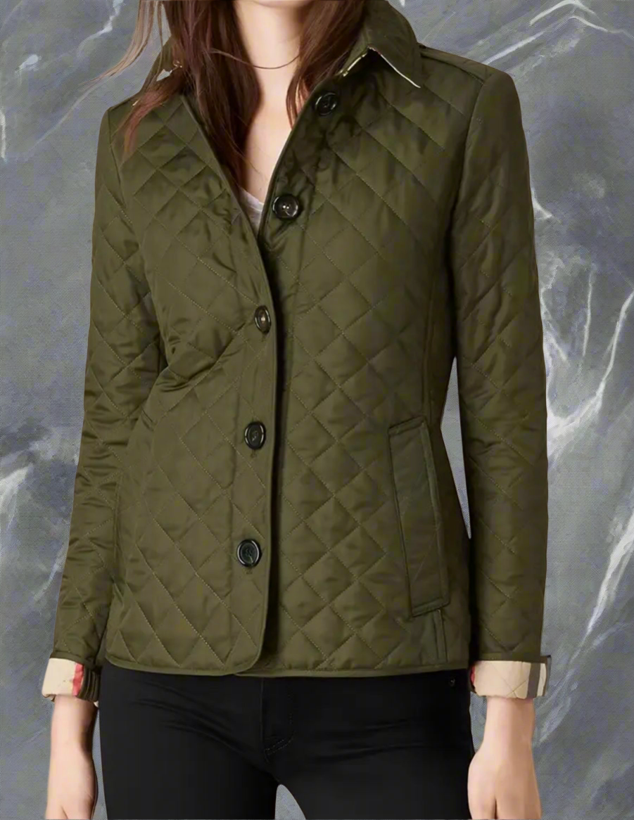 NEW!!!    Light weight black quilted jacket with beige plaid Lining (on sale!)