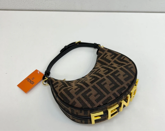 Medium Logo Printed brown Fabric bag.  