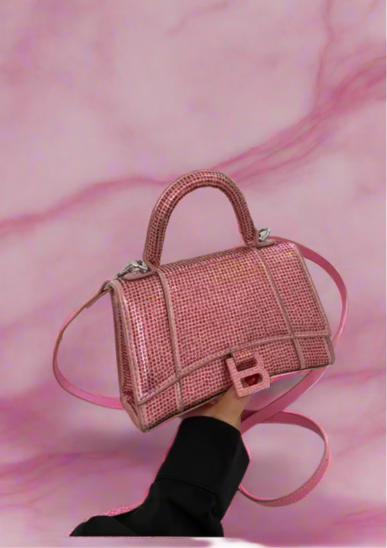 Swarovski crystal evening bag with B logo