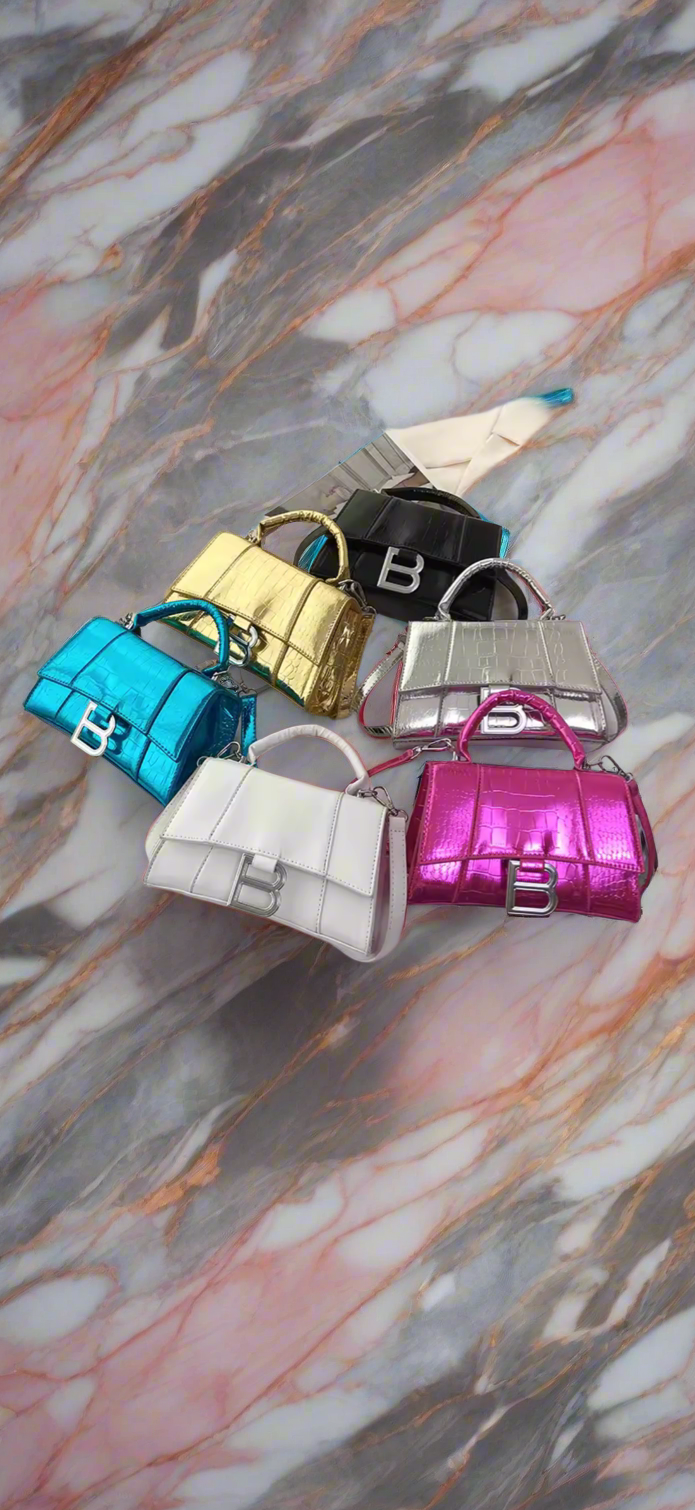 Swarovski crystal evening bag with B logo