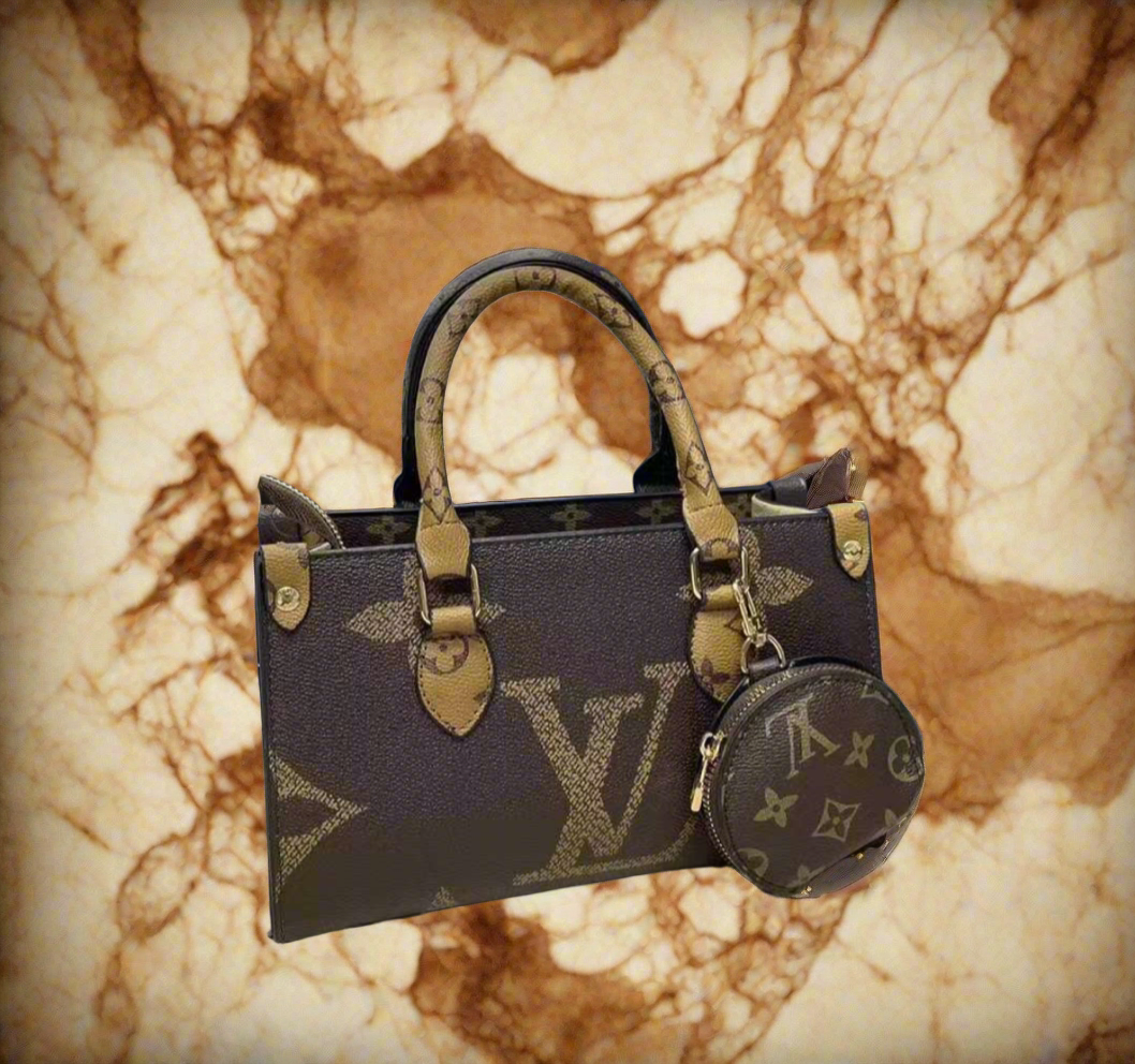 Leather structured logo tote