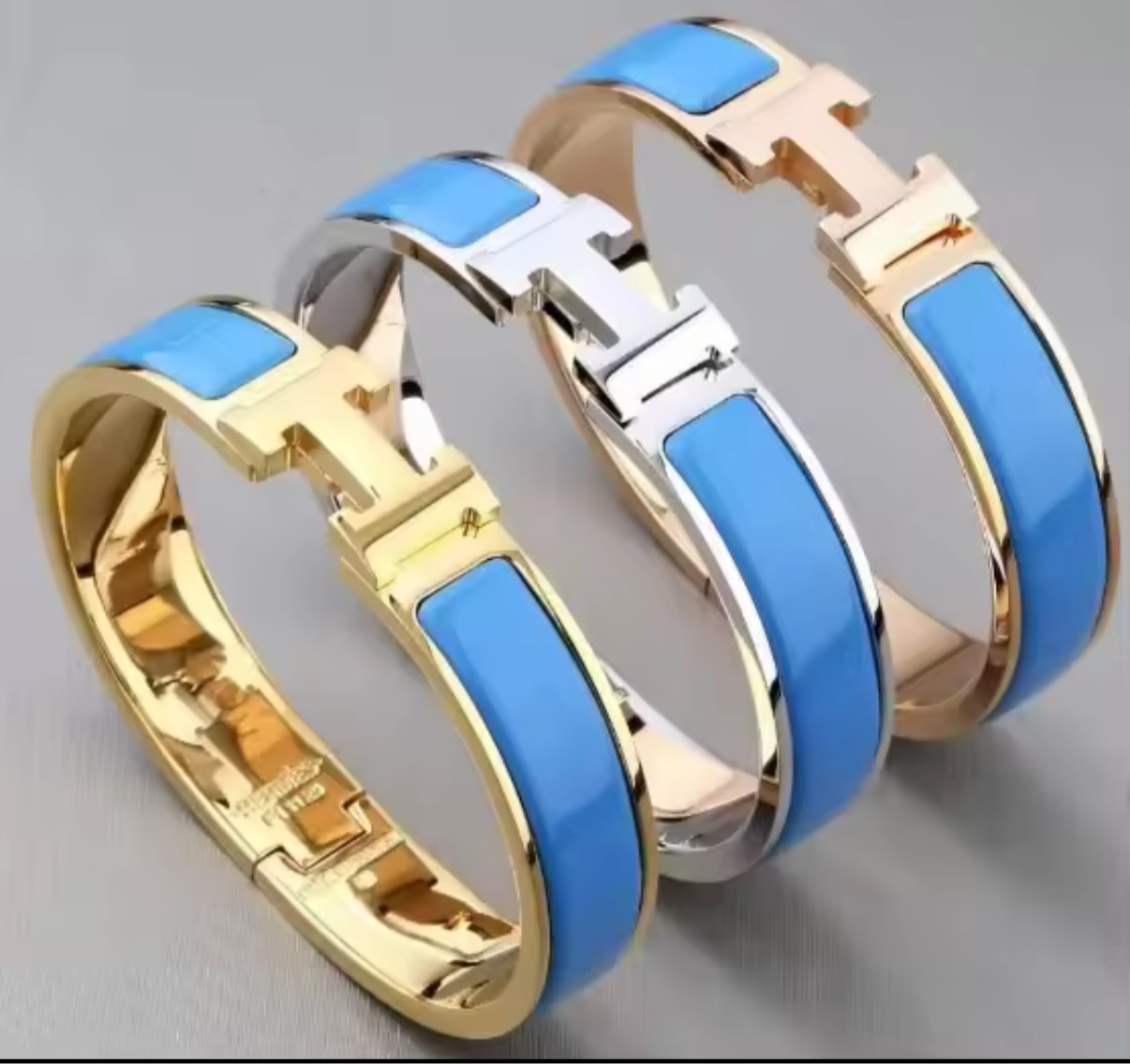 Thick band letter H bangle