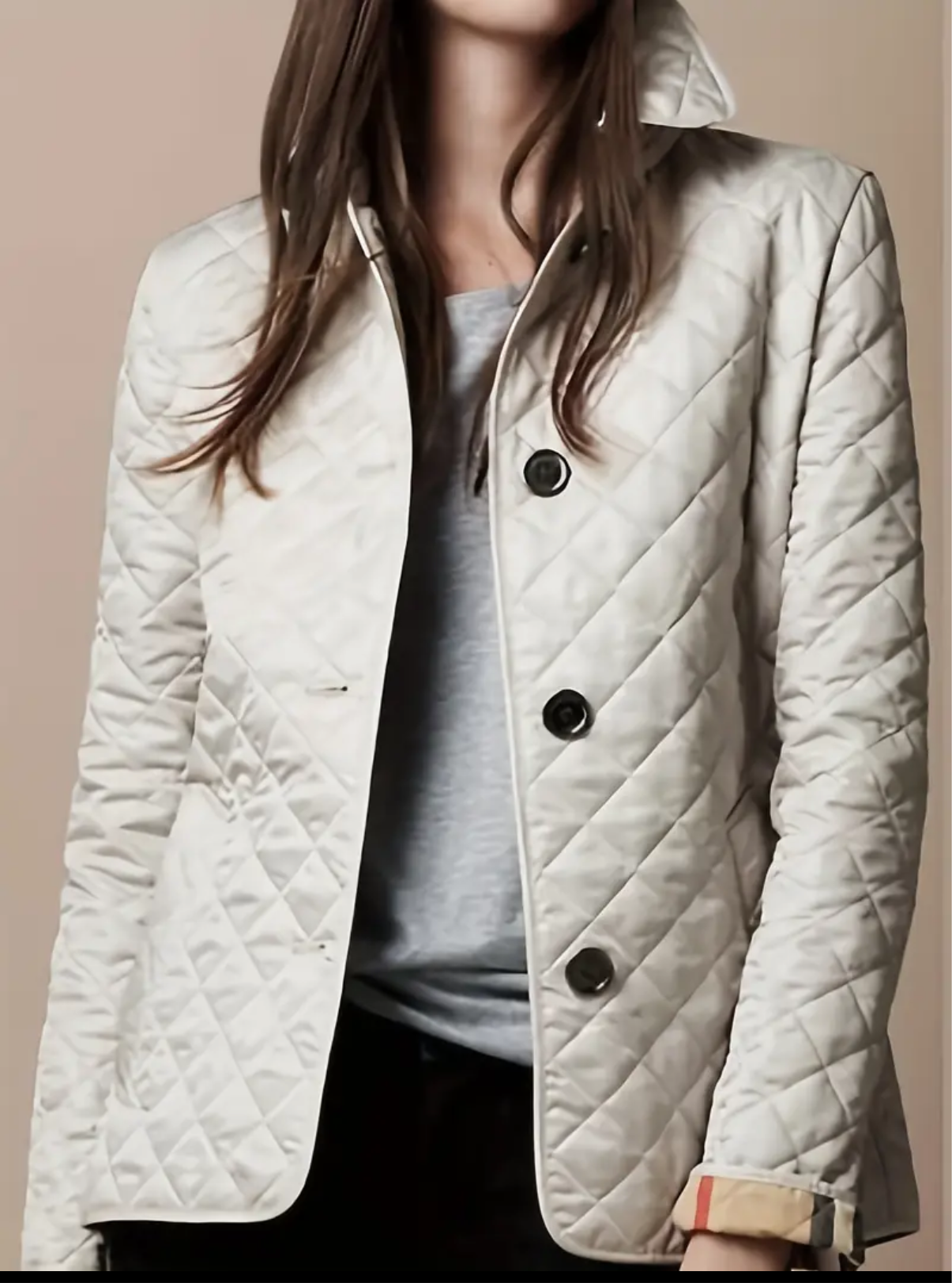 NEW!!!    Light weight black quilted jacket with beige plaid Lining (on sale!)