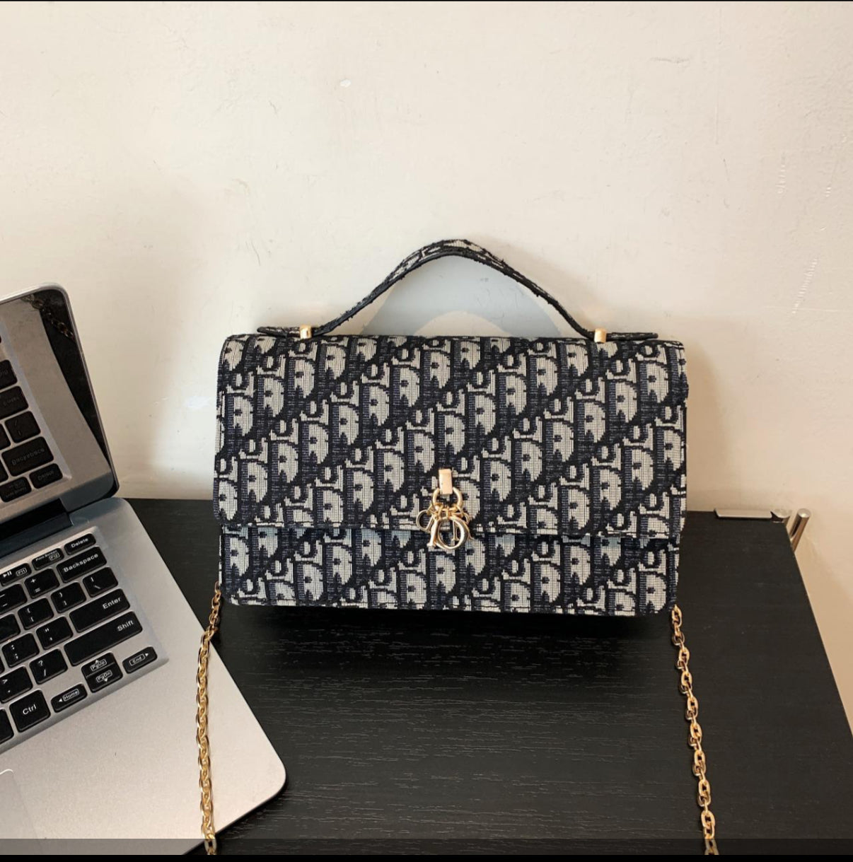 Leather Crossbody CD charm, with diamond stitched design