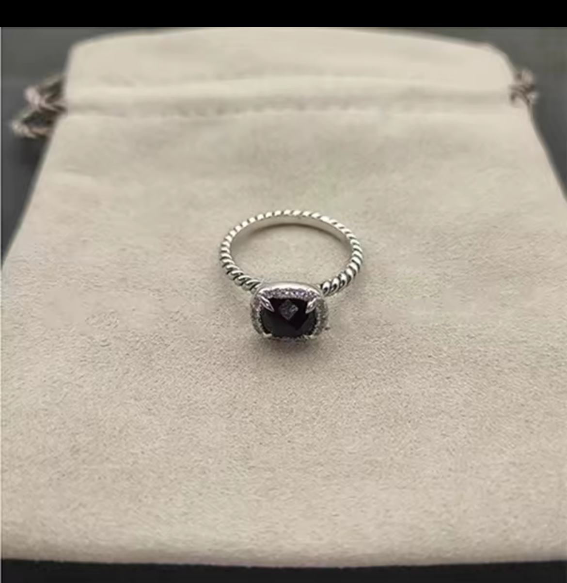 Square Sterling Silver gem stone earrings & rings with rhinestones and twisted cable style bands