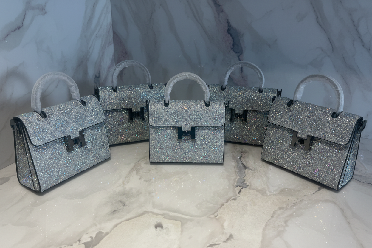 Swarovski Crystal H logo Top handle purse!
