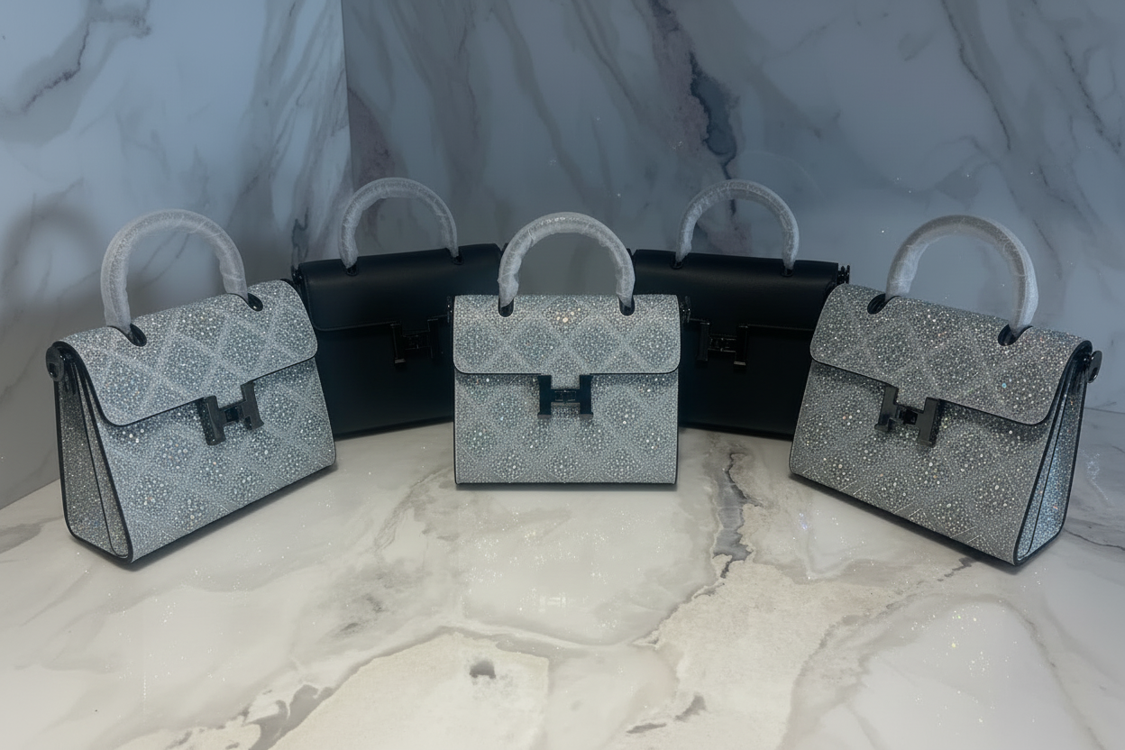 Swarovski Crystal H logo Top handle purse!