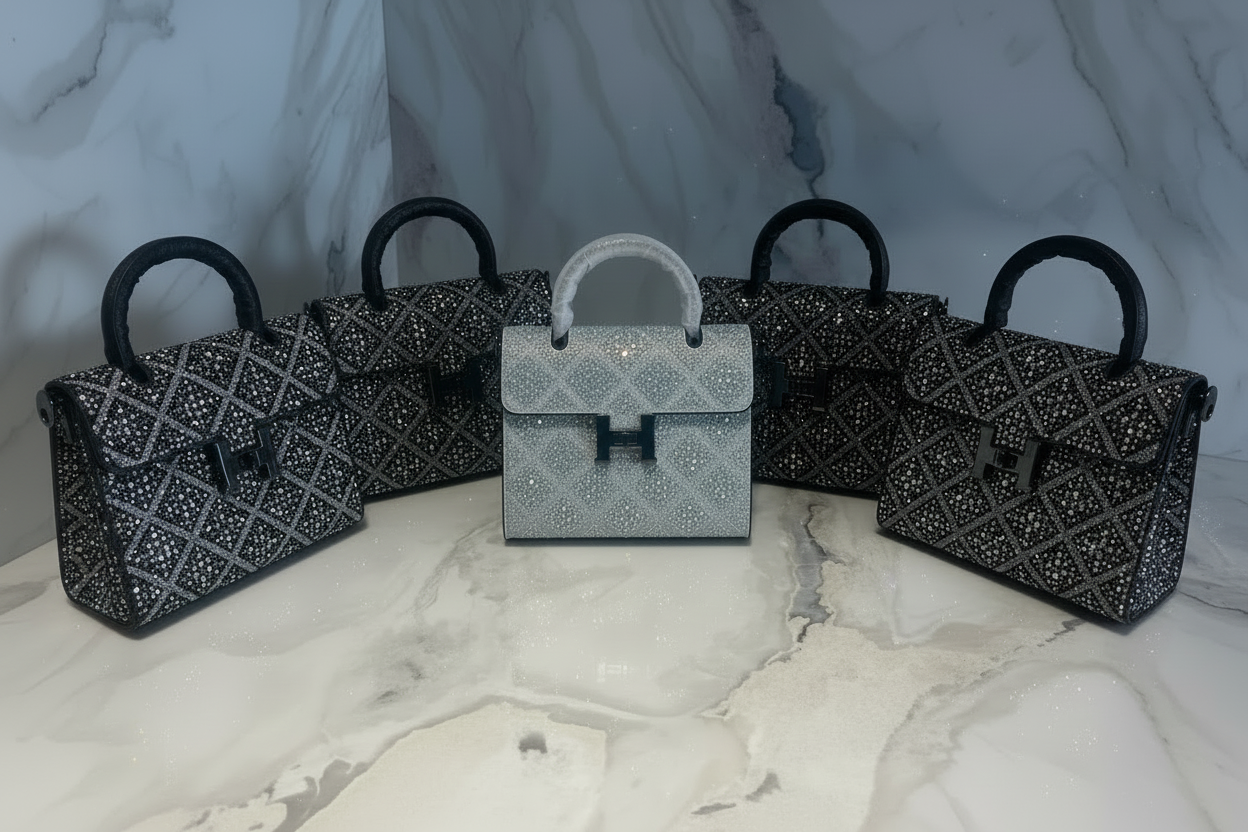 Swarovski Crystal H logo Top handle purse!