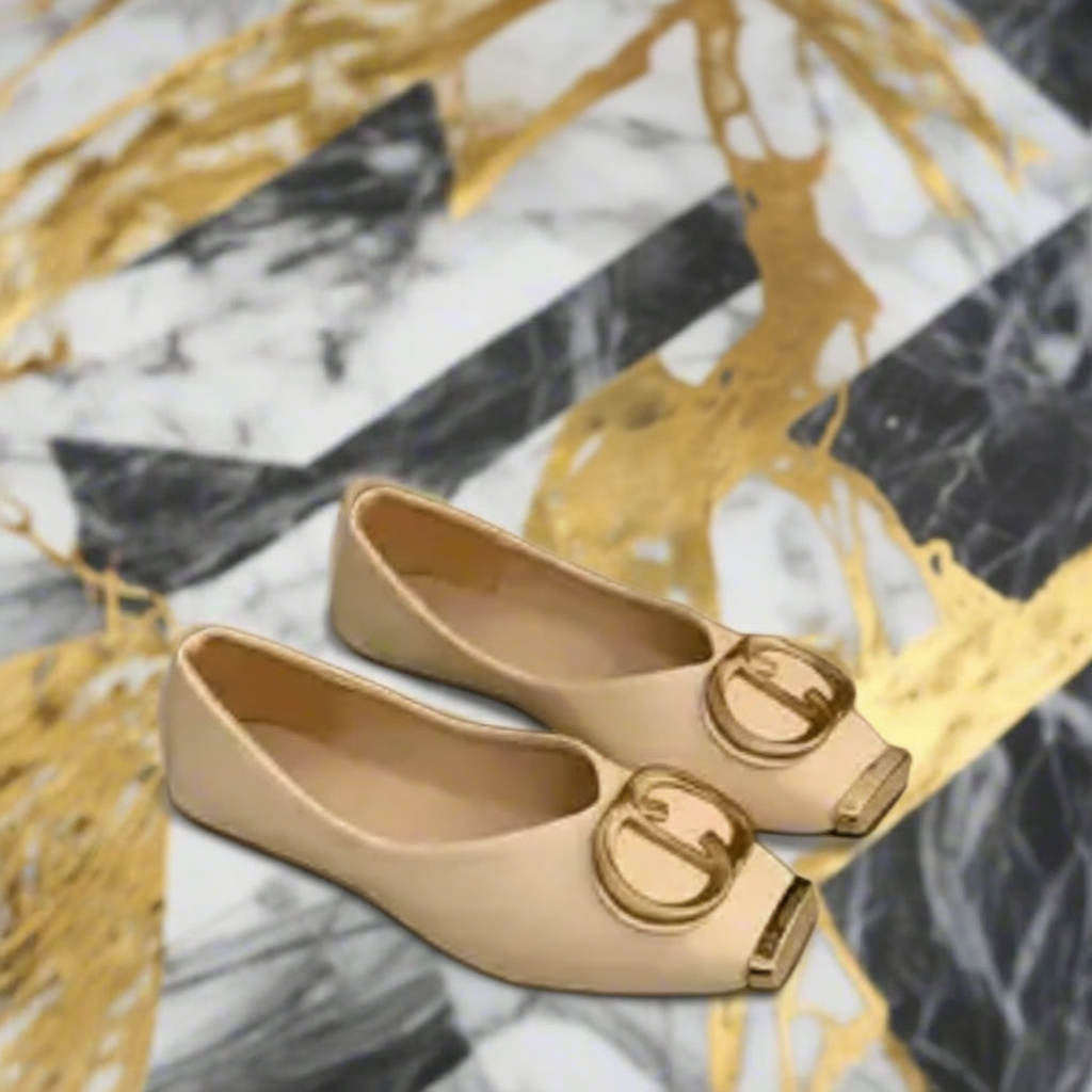 Vegan leather CD ballet flats. (NEW)