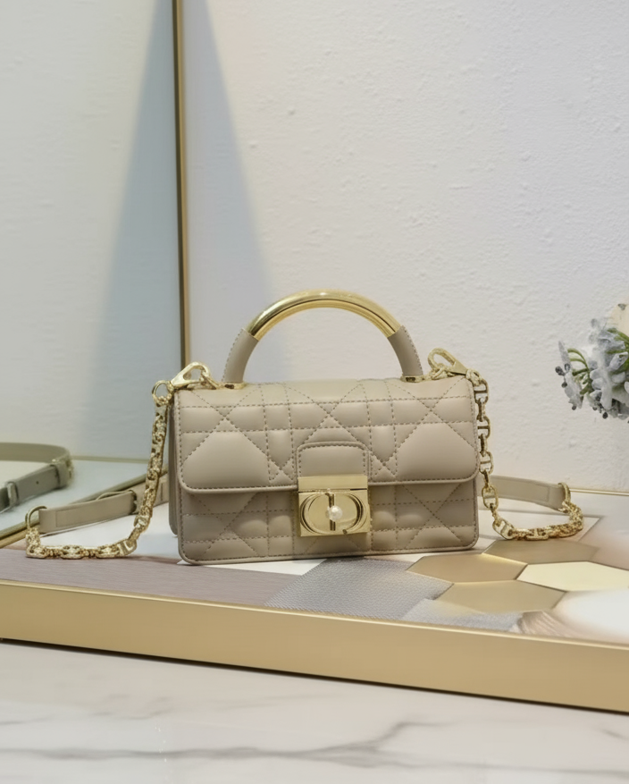 Leather Crossbody “CD Pearl” logo bag, with signature diamond quilted stitching (many options)