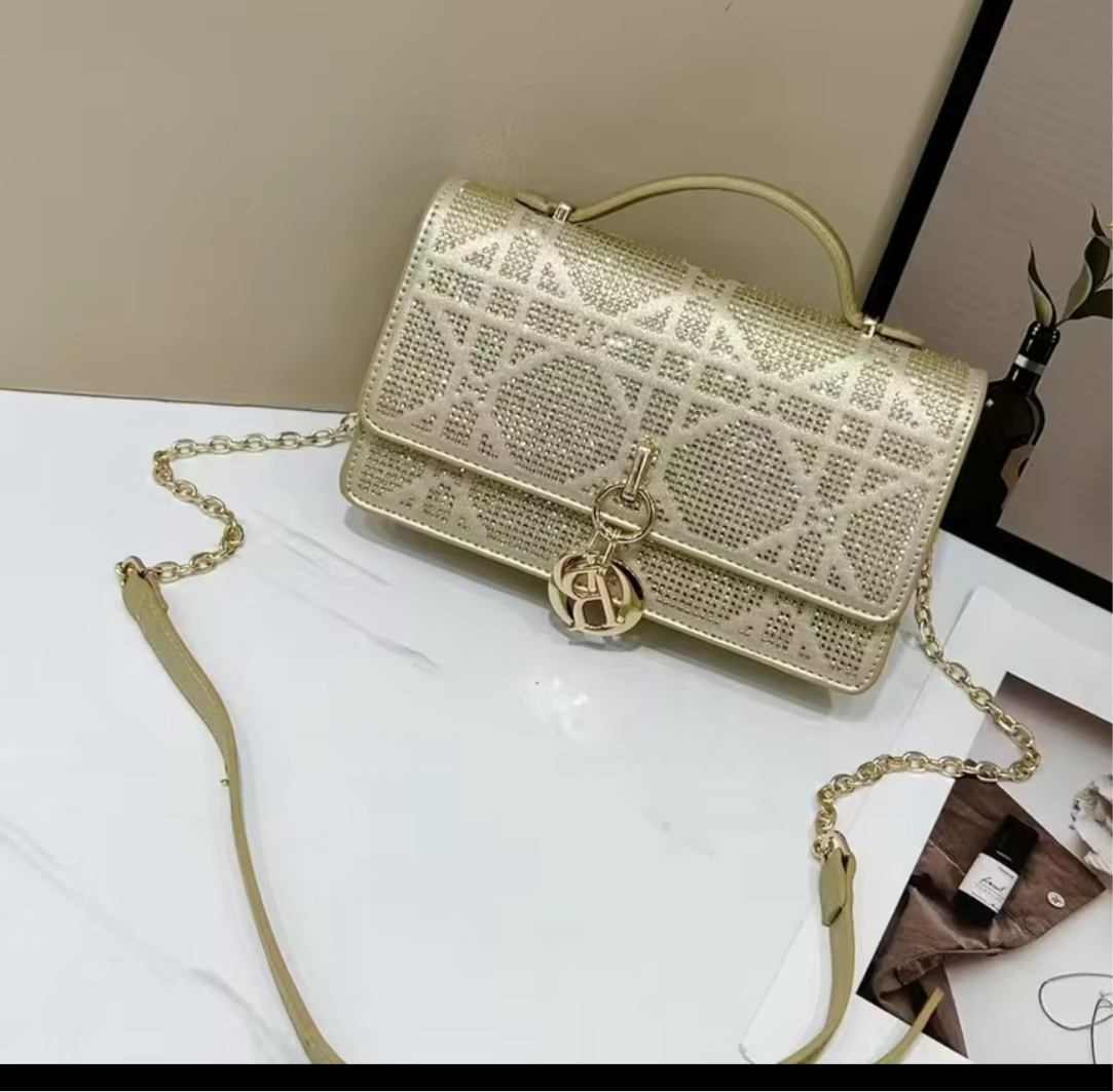 Leather Crossbody CD charm, with diamond stitched design