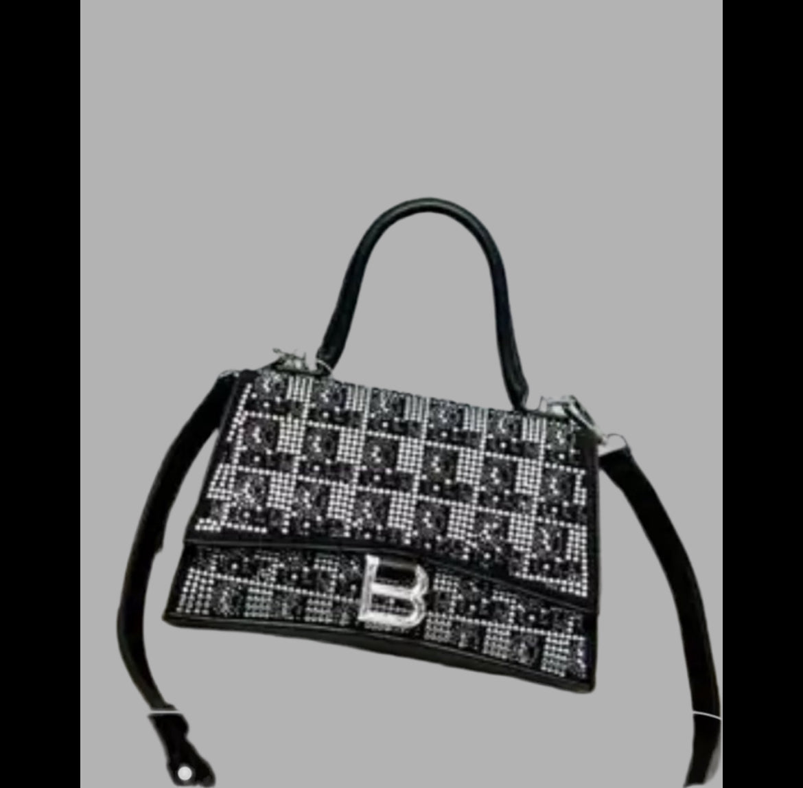 Swarovski crystal evening bag with B logo