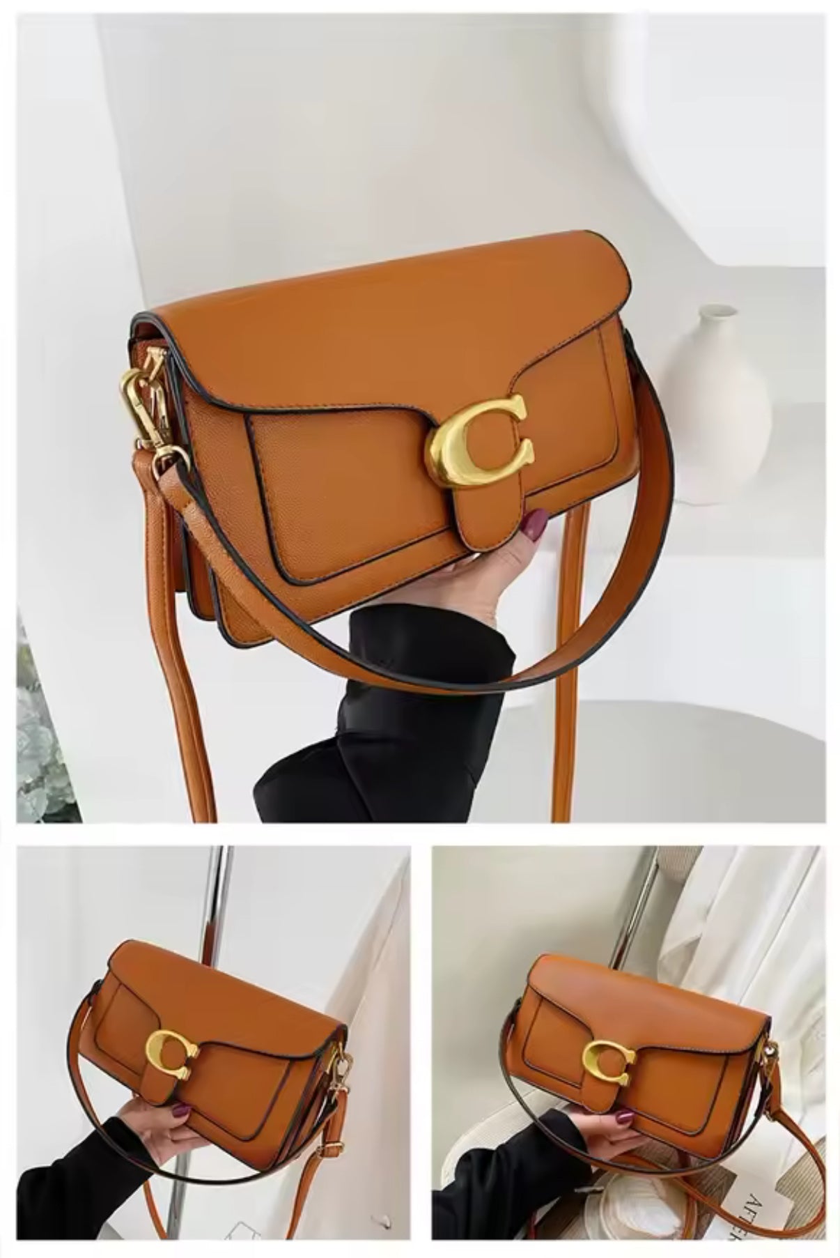 Classic leather underarm logo purse