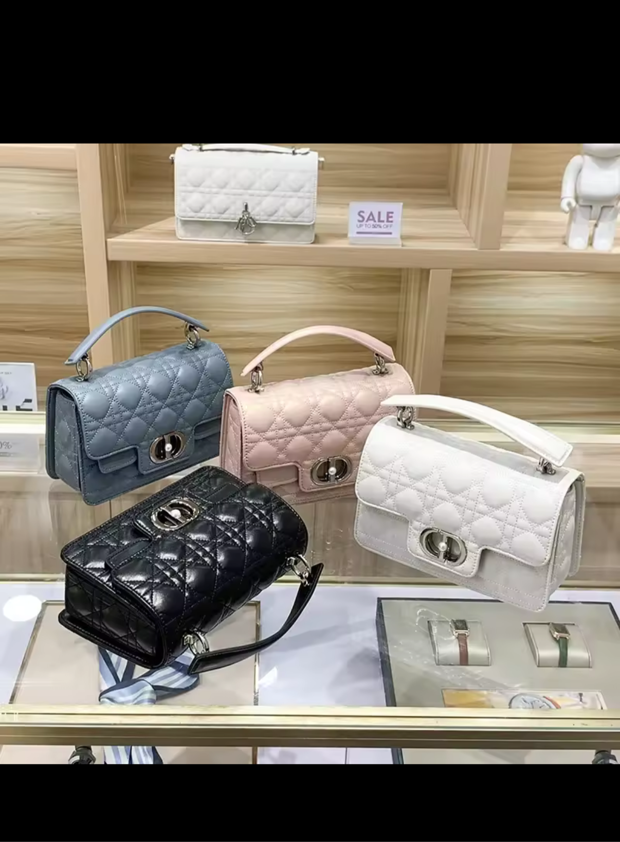 Leather Crossbody “CD Pearl” logo bag, with signature diamond quilted stitching (many options)