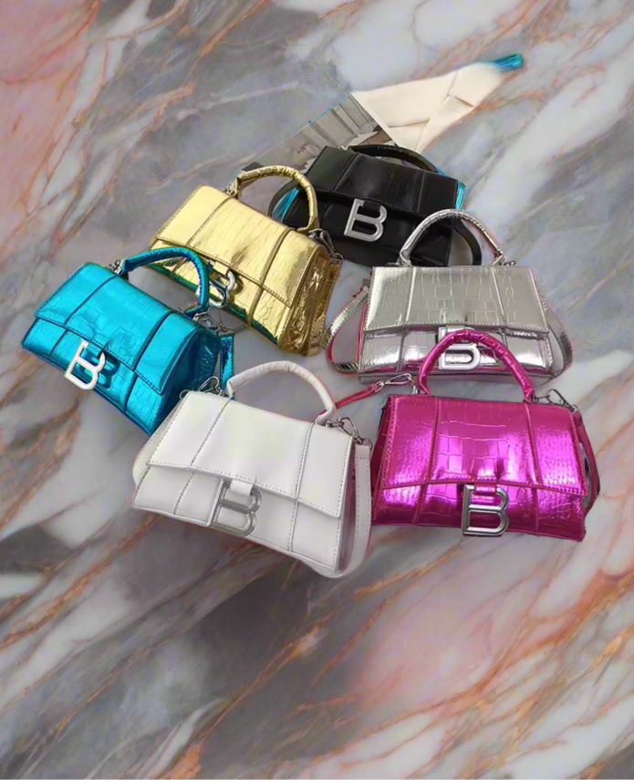 Swarovski crystal evening bag with B logo