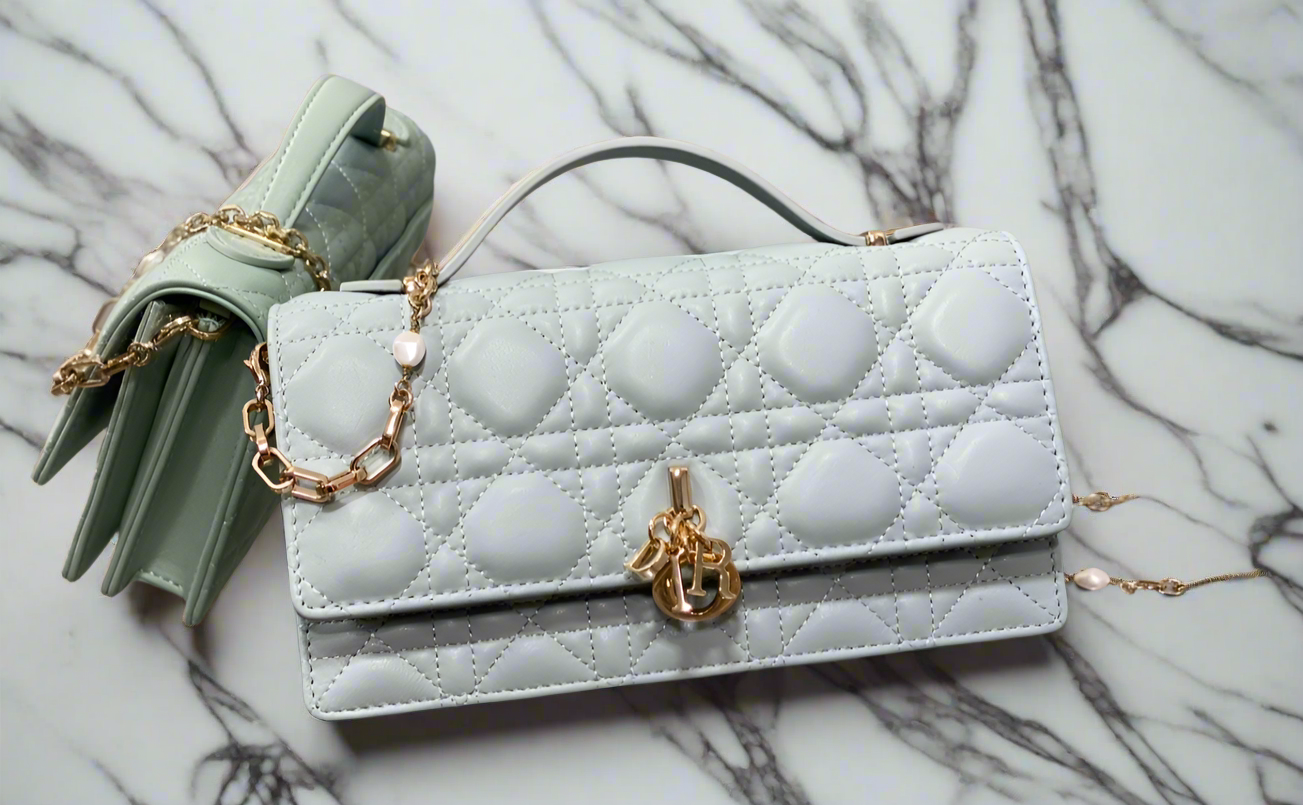 Leather Crossbody CD charm, with diamond stitched design