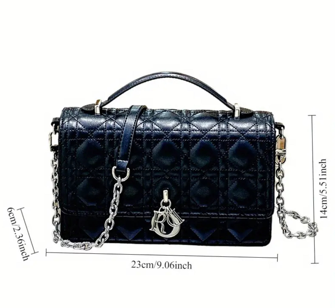 Leather Crossbody CD charm, with diamond stitched design