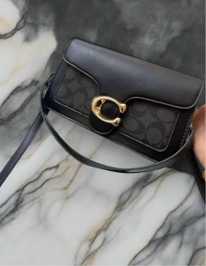 Classic leather underarm logo purse