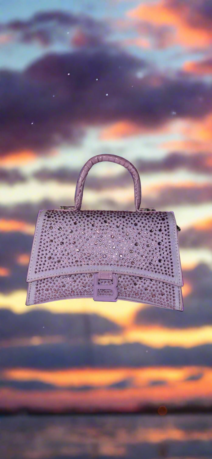 Swarovski crystal evening bag with B logo