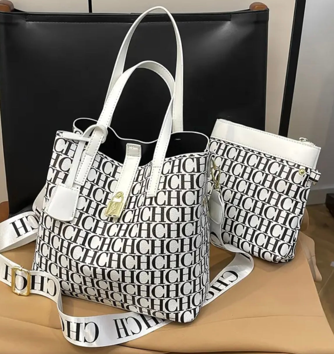 CHCH TOTE BAG W/ smaller pouch bag