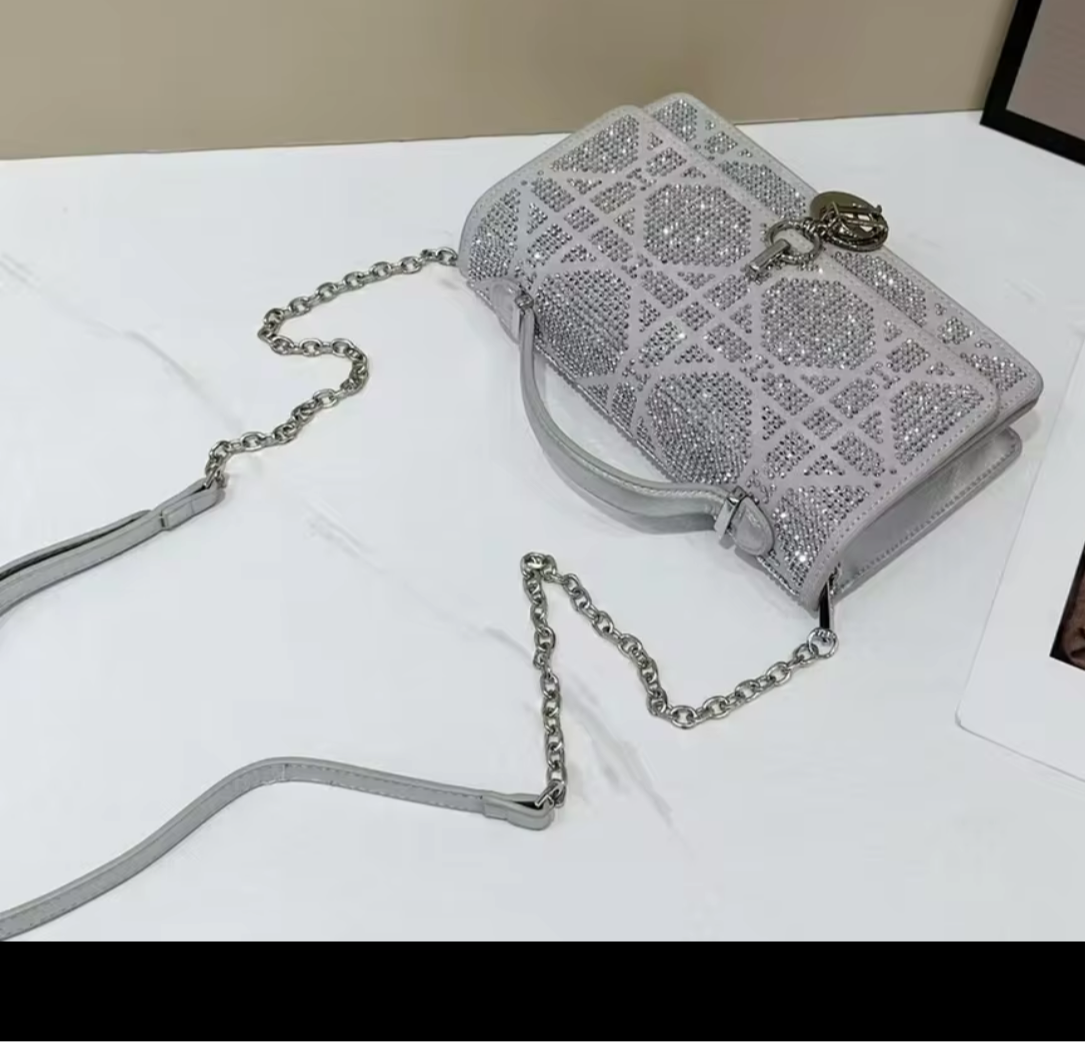 Leather Crossbody CD charm, with diamond stitched design