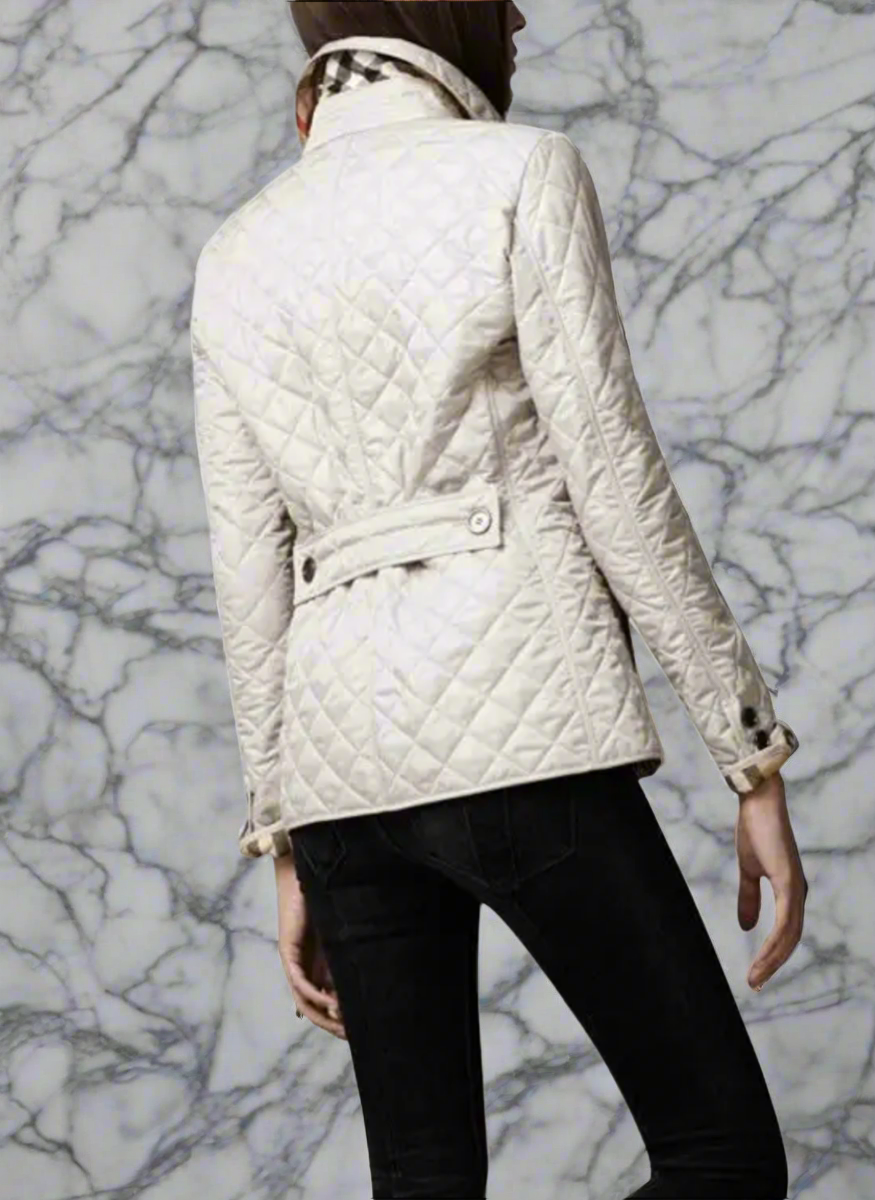 NEW!!!    Light weight black quilted jacket with beige plaid Lining (on sale!)