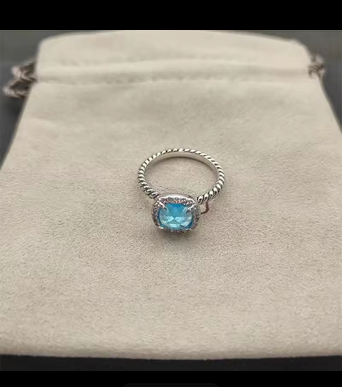 Square Sterling Silver gem stone earrings & rings with rhinestones and twisted cable style bands