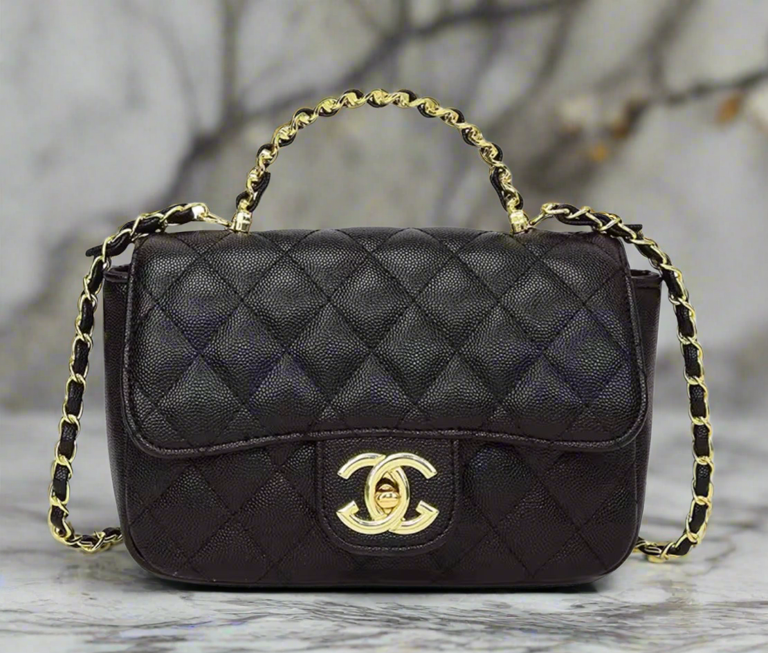 Top handle flap bag with cross body strap