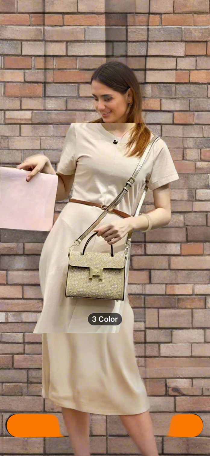 Swarovski crystal evening bag with B logo