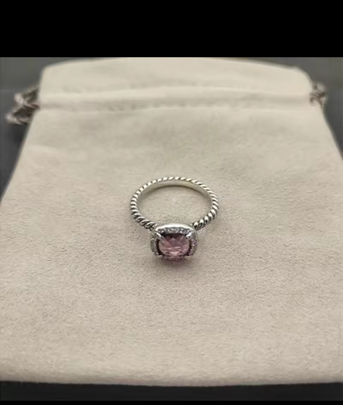 Square Sterling Silver gem stone earrings & rings with rhinestones and twisted cable style bands