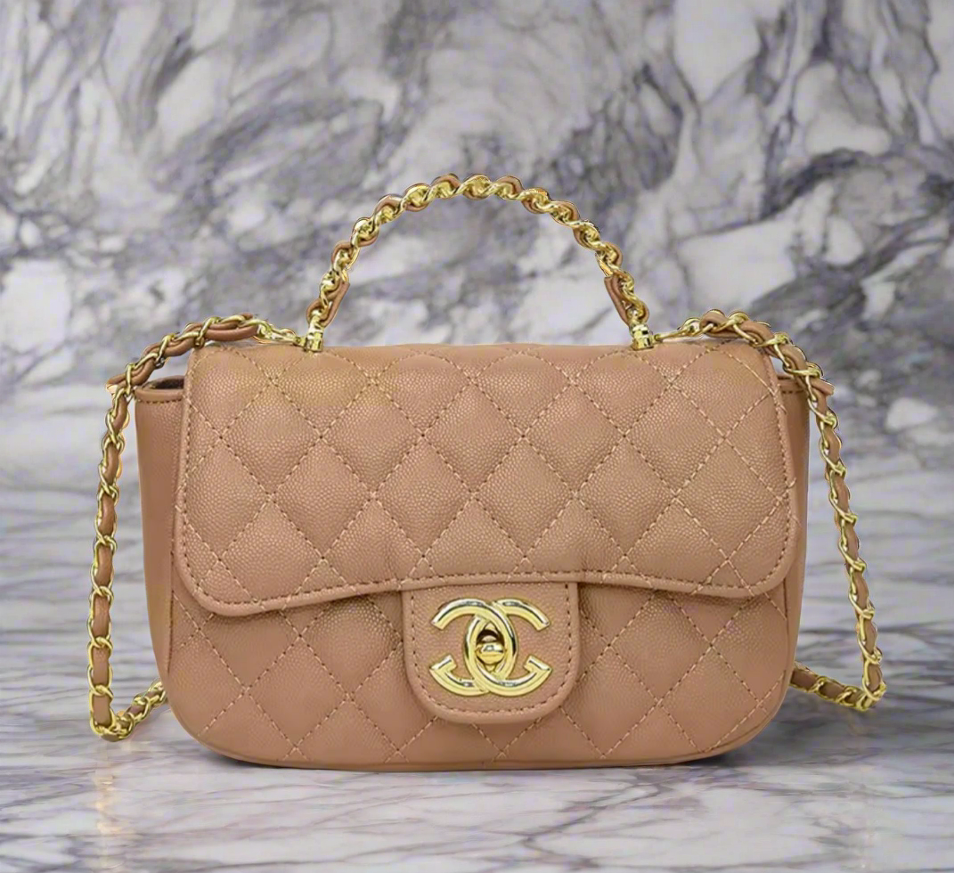 Top handle flap bag with cross body strap