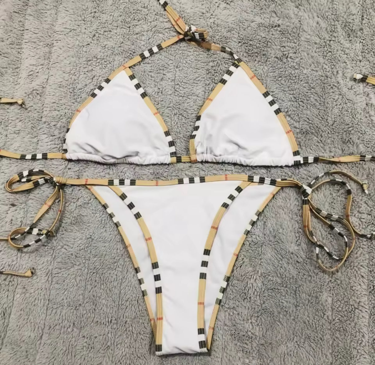 Solid colors - luxury plaid trimmed bikinis (many options)