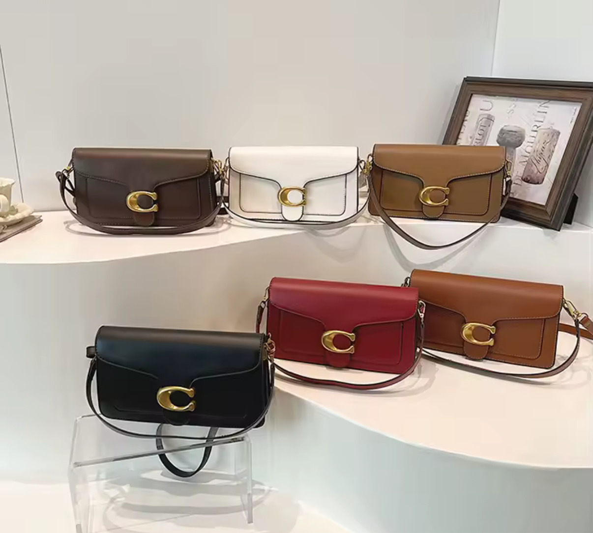 Classic leather underarm logo purse