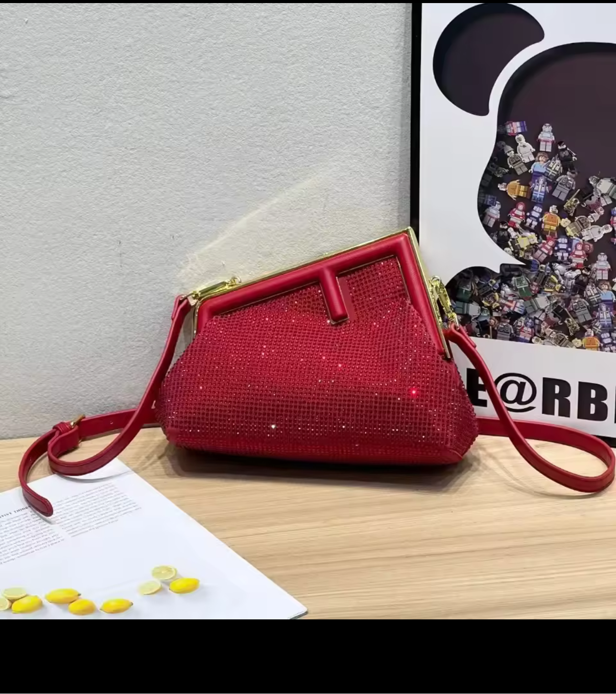 Crystal bedazzled red clutch 