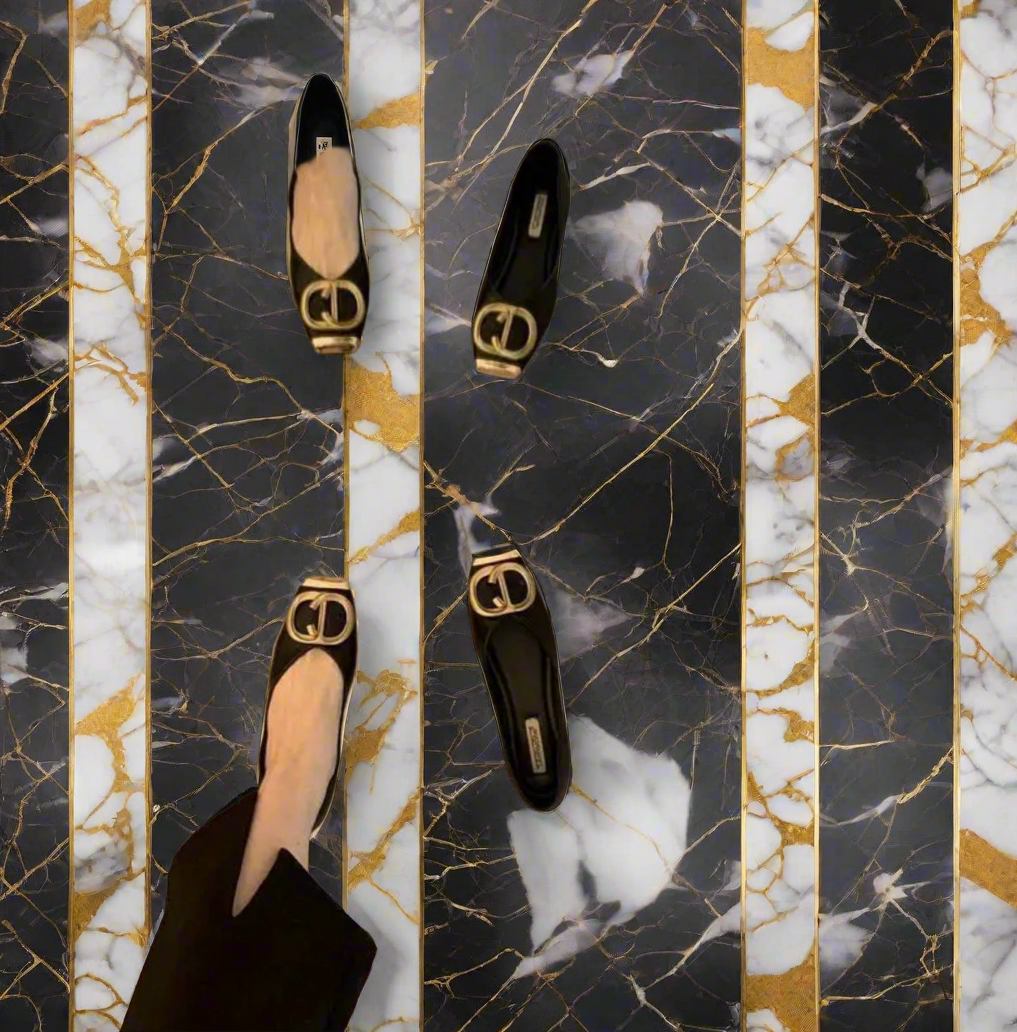 Vegan leather CD ballet flats. (NEW)