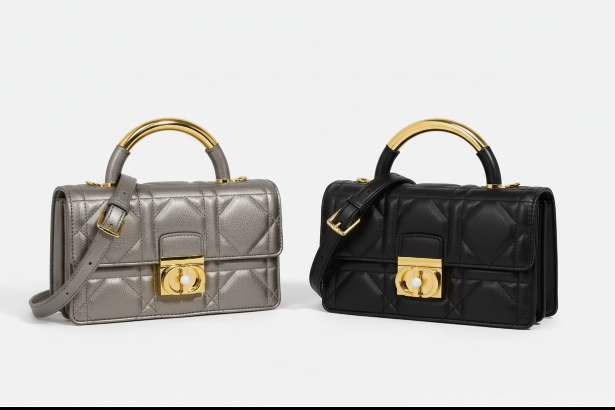 Leather Crossbody “CD Pearl” logo bag, with signature diamond quilted stitching (many options)