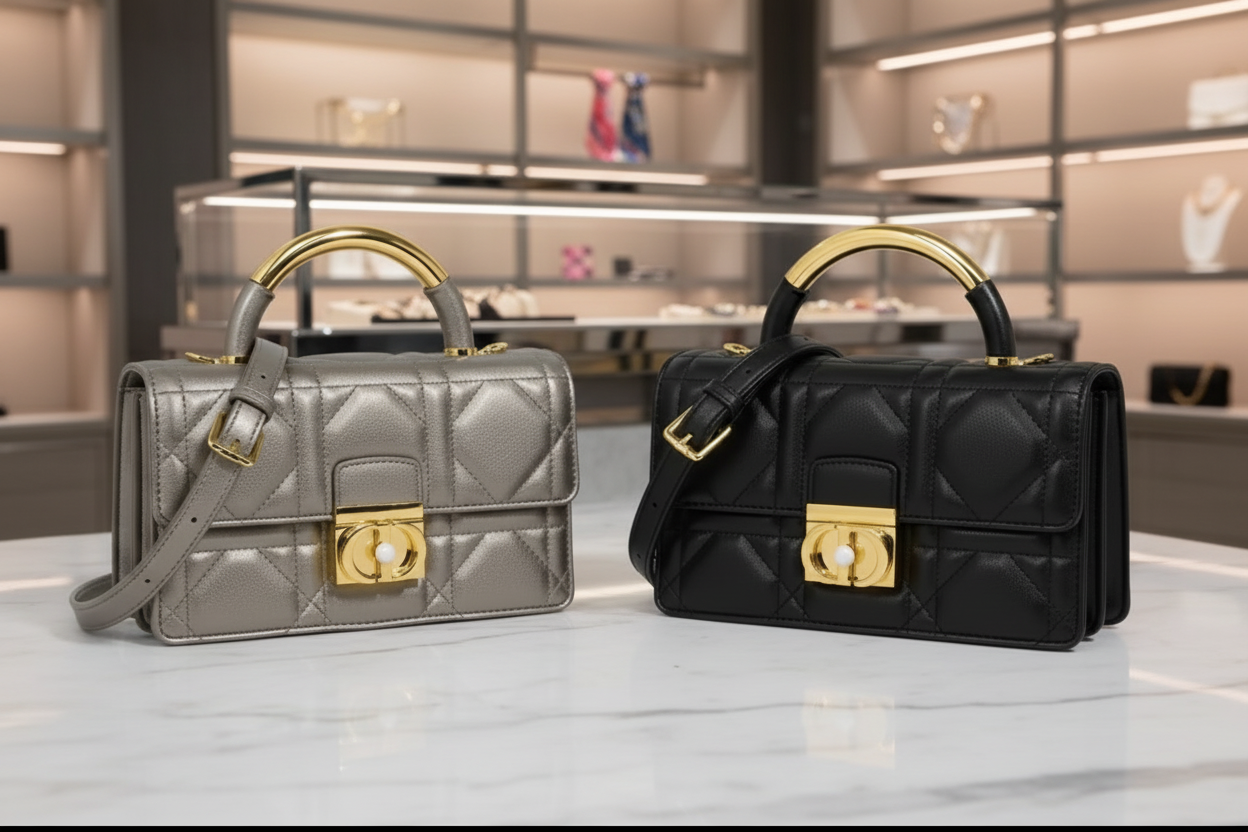 Leather Crossbody “CD Pearl” logo bag, with signature diamond quilted stitching (many options)