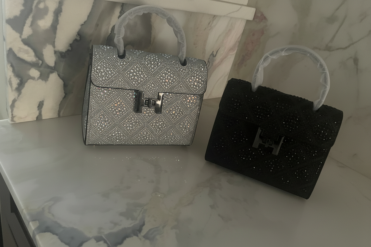 Swarovski Crystal H logo Top handle purse!