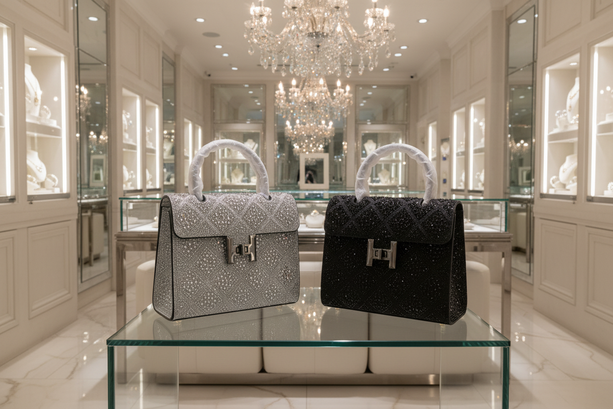 Swarovski Crystal H logo Top handle purse!