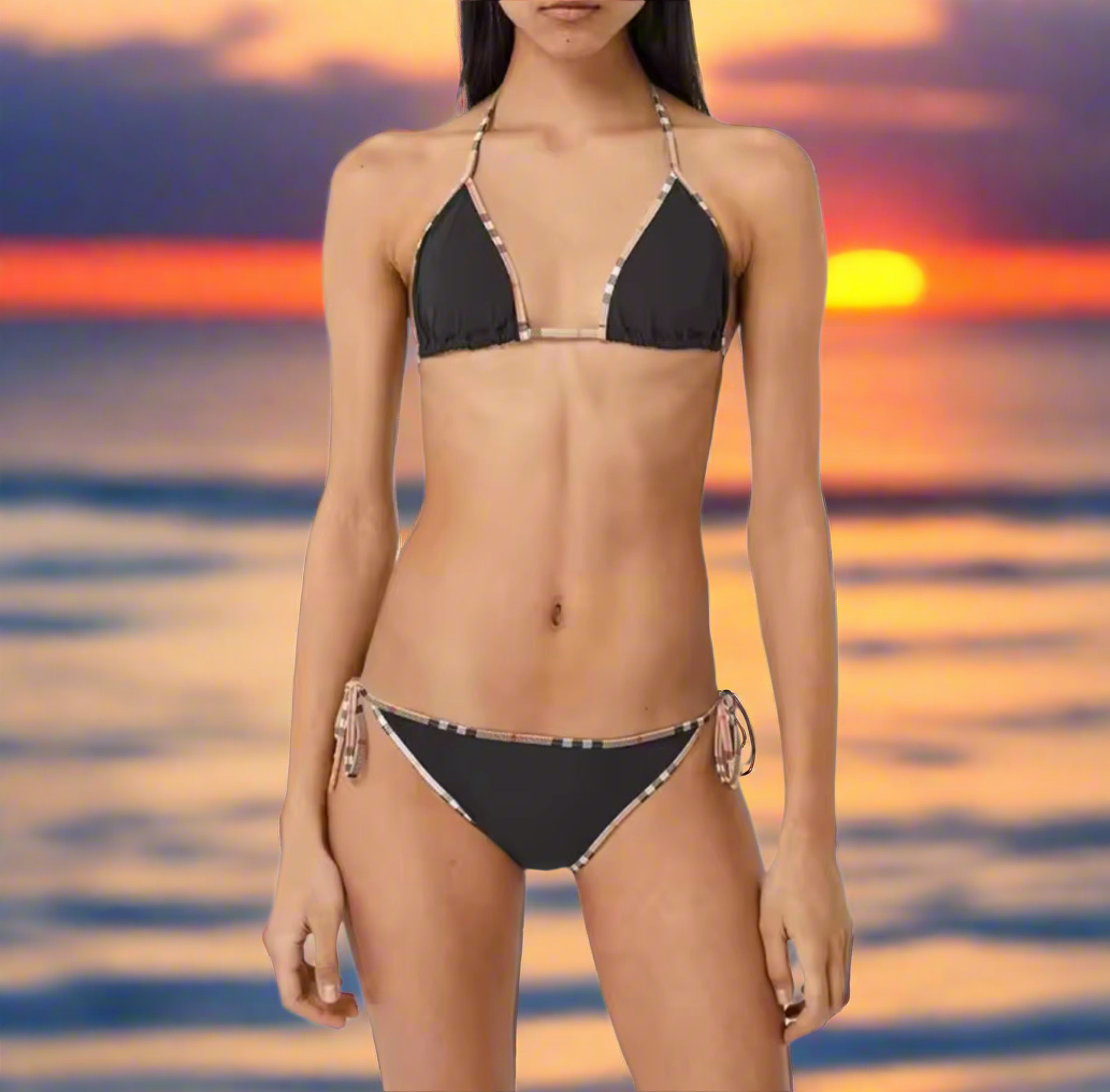 Solid colors - luxury plaid trimmed bikinis (many options)