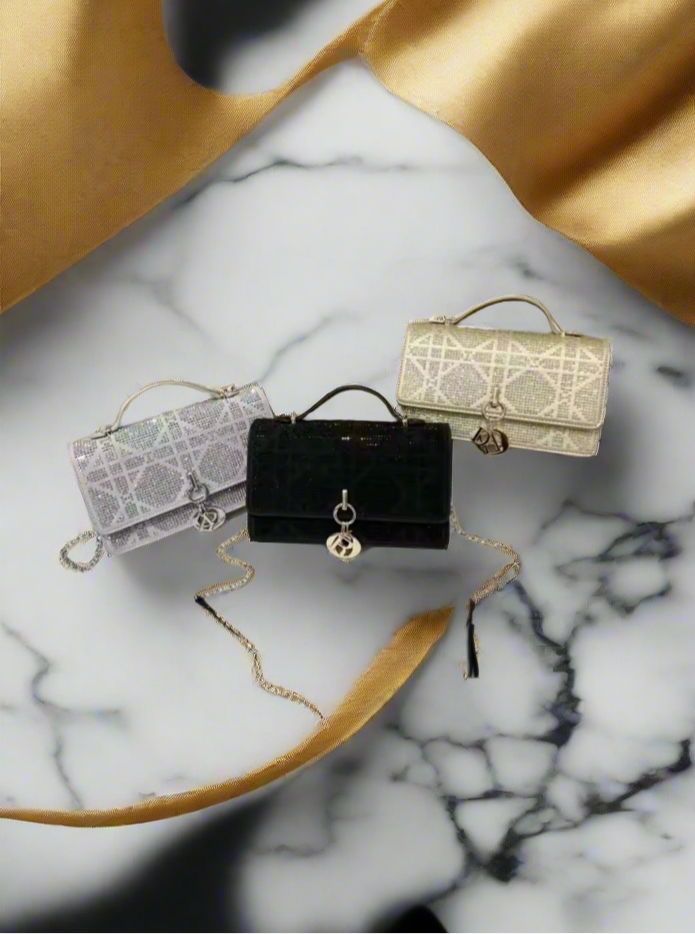 Leather Crossbody CD charm, with diamond stitched design