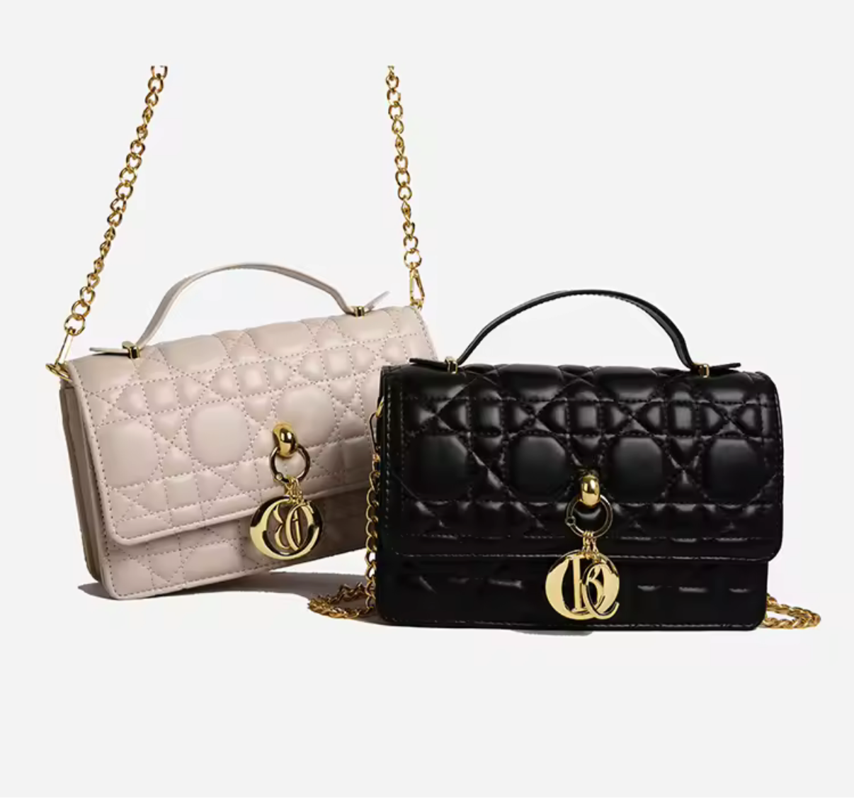 Leather Crossbody CD charm, with diamond stitched design
