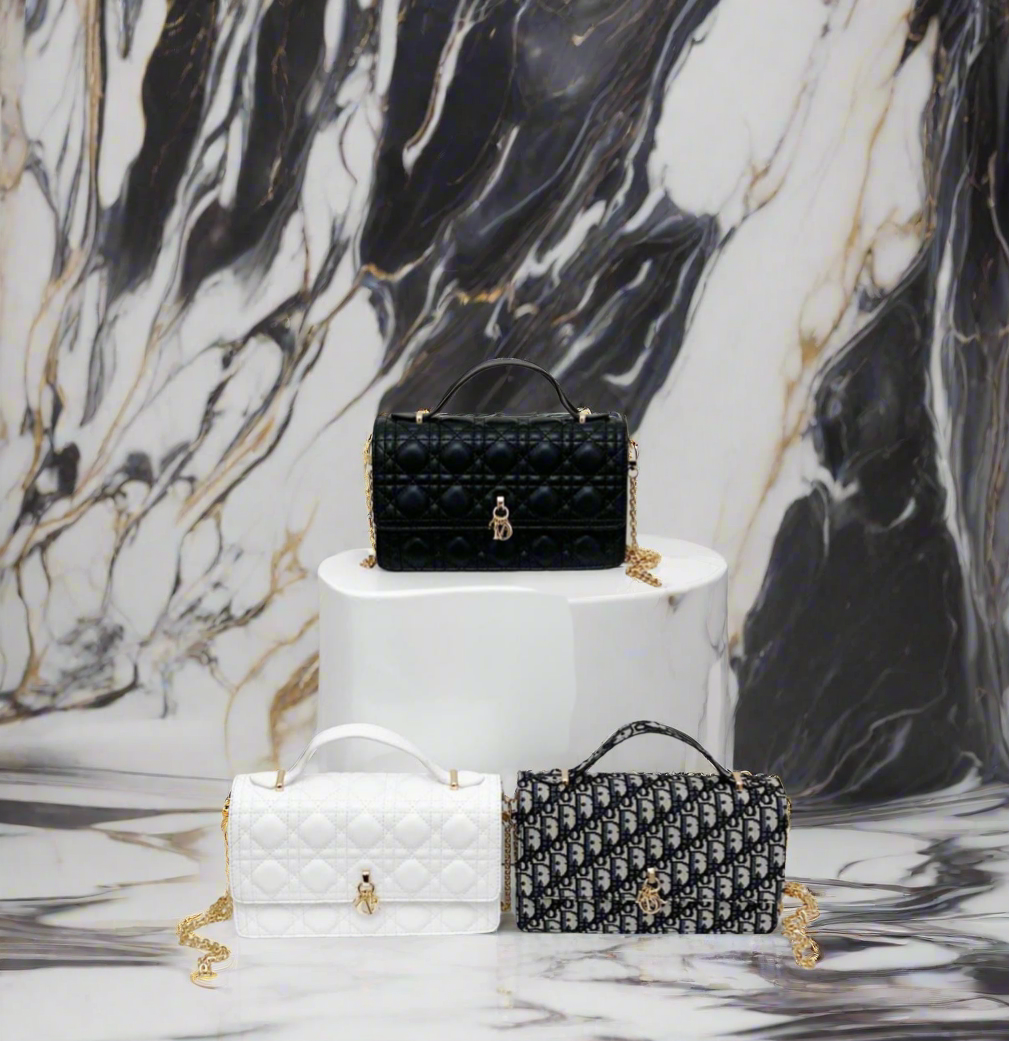 Leather Crossbody CD charm, with diamond stitched design