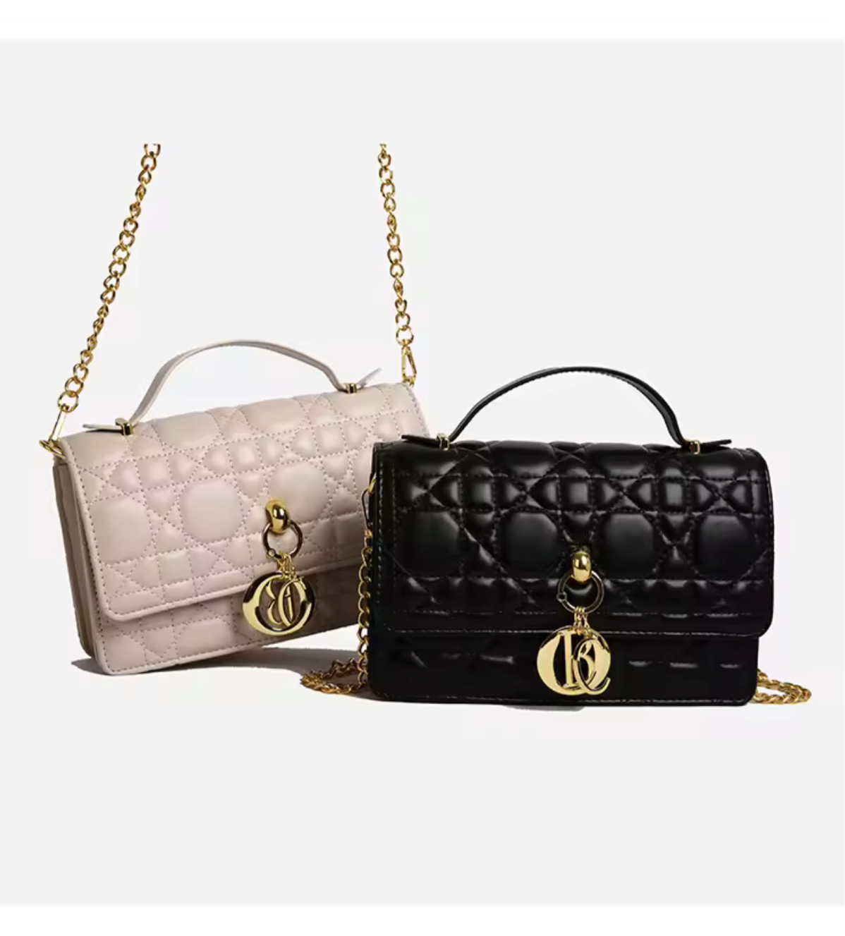 Leather Crossbody CD charm, with diamond stitched design