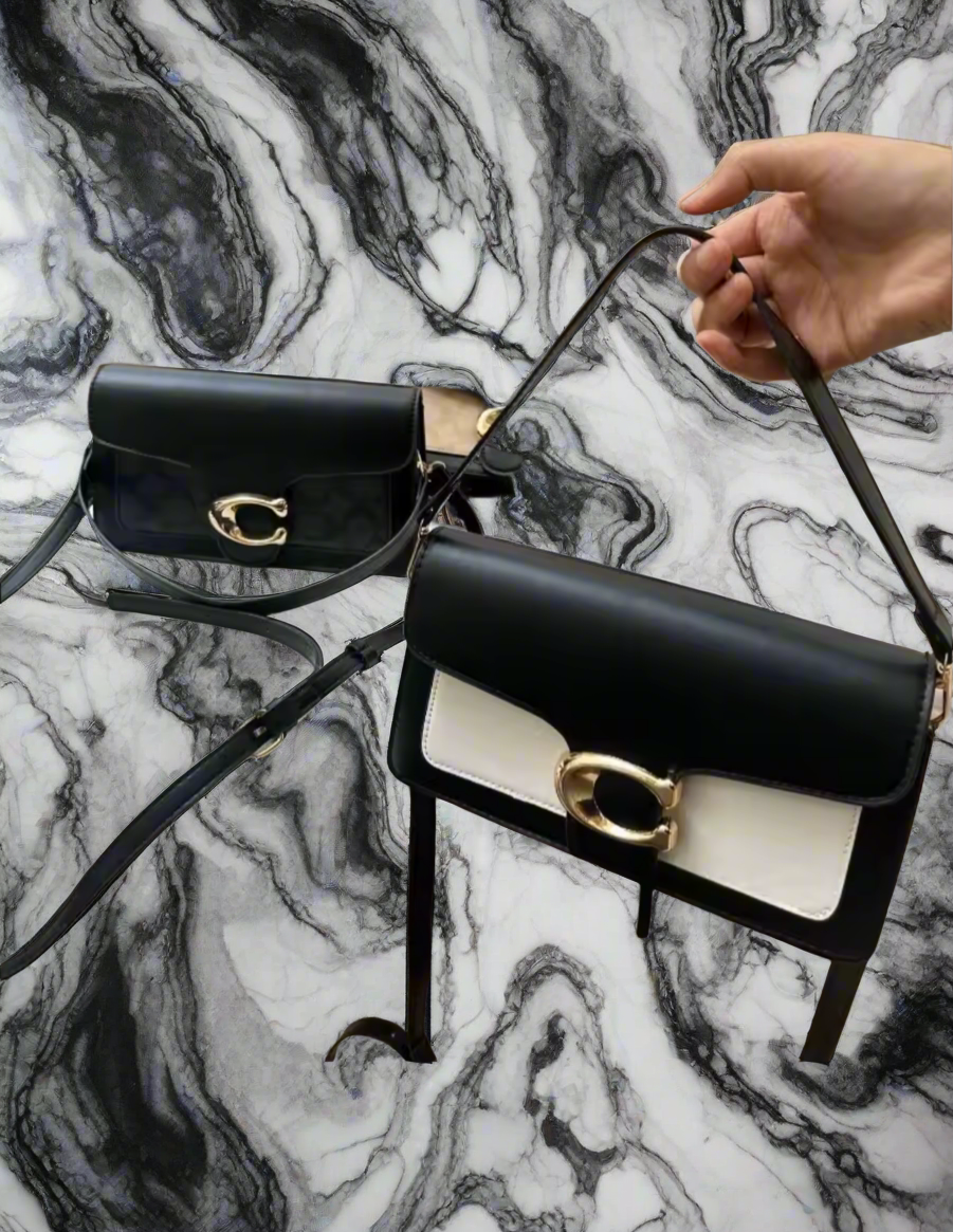 Classic leather underarm logo purse