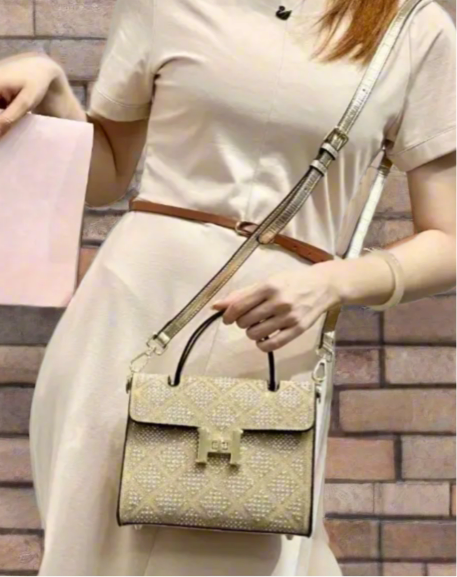 Swarovski crystal evening bag with B logo