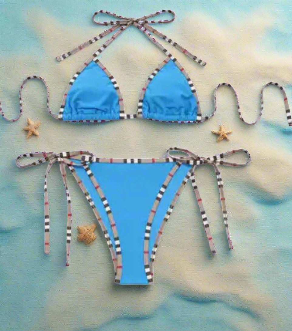 Solid colors - luxury plaid trimmed bikinis (many options)