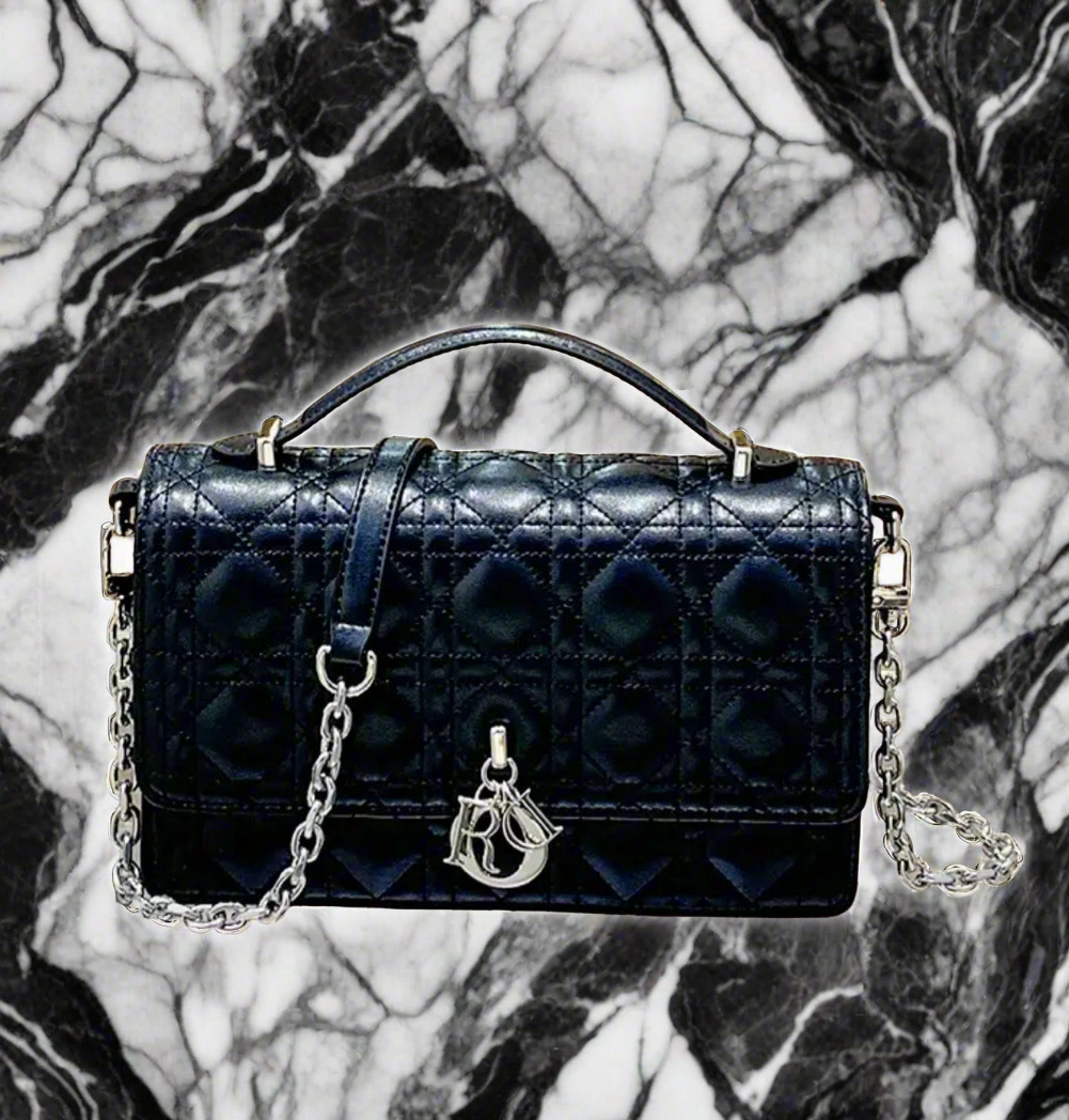 Leather Crossbody CD charm, with diamond stitched design