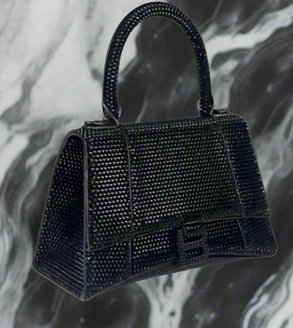 Swarovski crystal evening bag with B logo